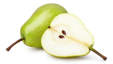 Beyaz zemin üzerinde yeşil armut izole