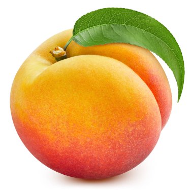 Yapraklı şeftali meyvesi beyazı izole eder