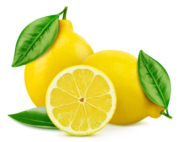 Fruta de limón con aislado de hojas —  Fotos de Stock