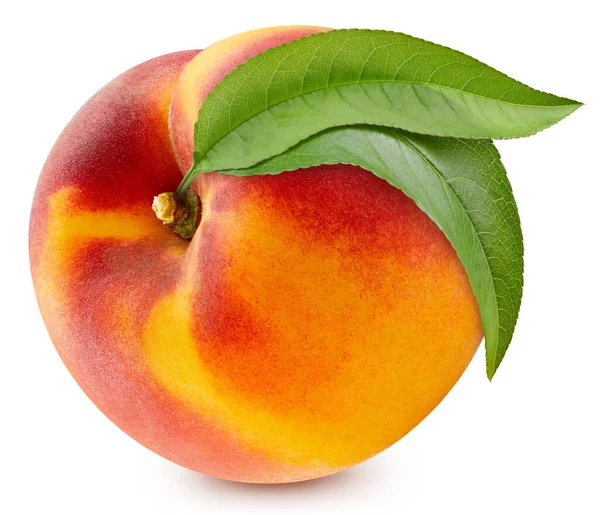 Персиковый фрукт с белым листом — стоковое фото