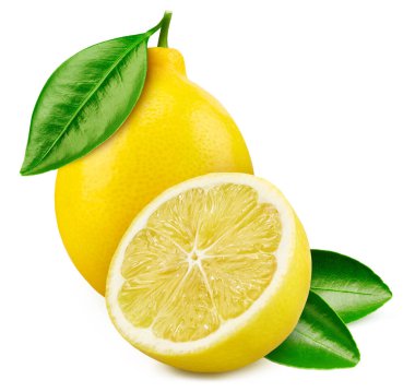 Beyaz arka planda izole edilmiş sulu limonlar