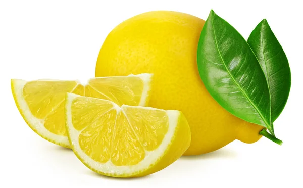 Лимонные фрукты с изолятом листа — стоковое фото