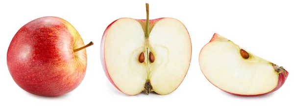 Coleção de maçã vermelha isolada no fundo branco — Fotografia de Stock