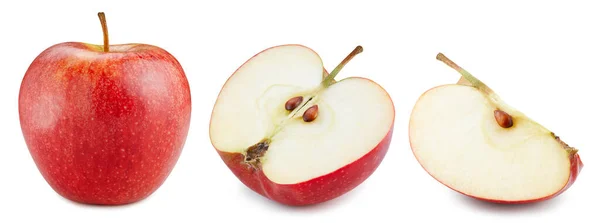 Συλλογή κόκκινου μήλου που απομονώνεται στο λευκό φόντο — Φωτογραφία Αρχείου