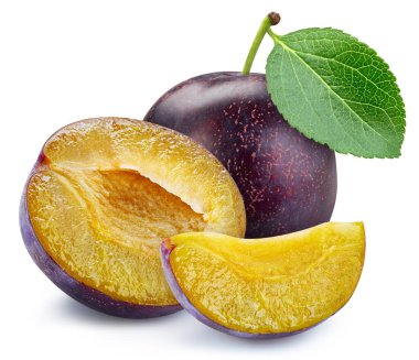 Beyaz arka plan üzerinde izole sulu Erik