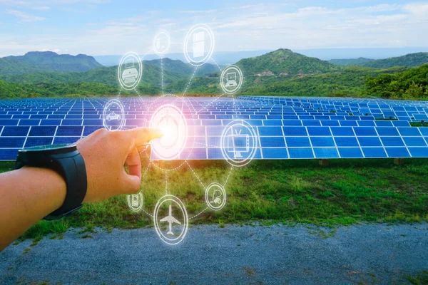 Pannello Solare Fonte Energia Elettrica Alternativa Concetto Risorse Sostenibili Tratta — Foto Stock