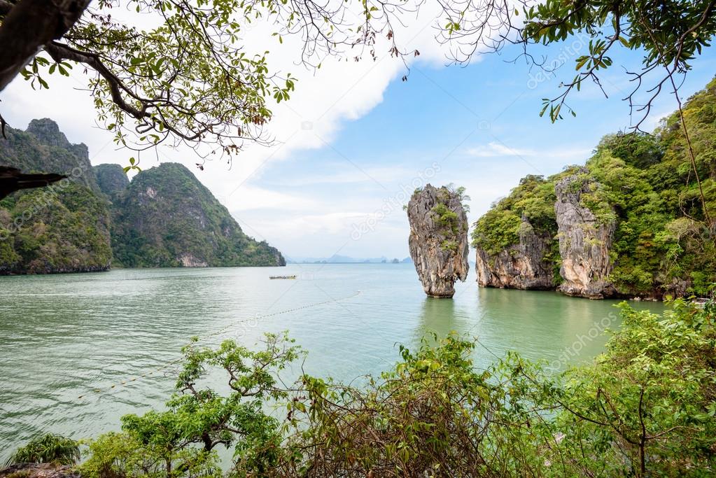 High angle view Khao Tapu or James Bond Island