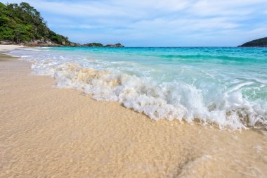 Plaj ve dalgalar Tayland Similan Milli Parkı