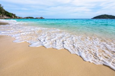 Plaj ve dalgalar Tayland Similan Milli Parkı