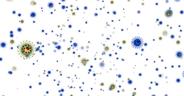 4K视频 动态细胞分裂的动画 病毒性细胞集落在白色背景上 大肠埃希菌繁殖 Covid 19大流行病蔓延 Coronavirus运动动画 保健和医药 — 图库视频影像