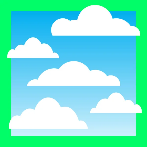Absztrakt Felhők Kék Égbolton Fehér Stilizált Felhők Szövegért Divatos Lapos — Stock Vector