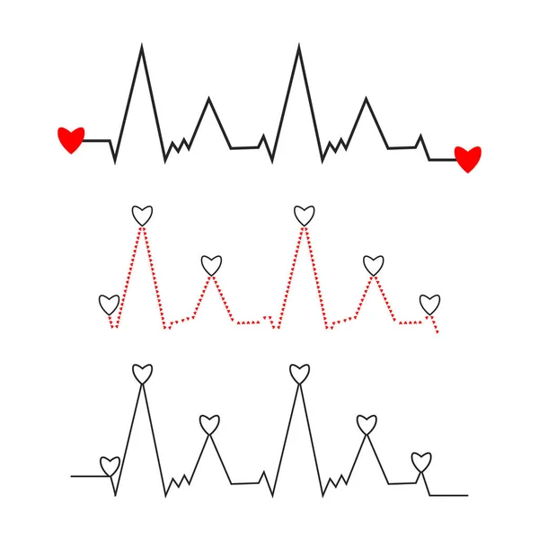 Cardiogramma Battito Cardiaco Impostato Frequenza Delle Contrazioni Cardiache Determinazione Della — Vettoriale Stock