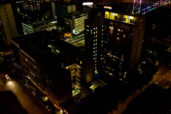 Johannesburg Zuid Afrika September 2013 Hoge Hoek Uitzicht Verlichte Gebouw — Stockfoto