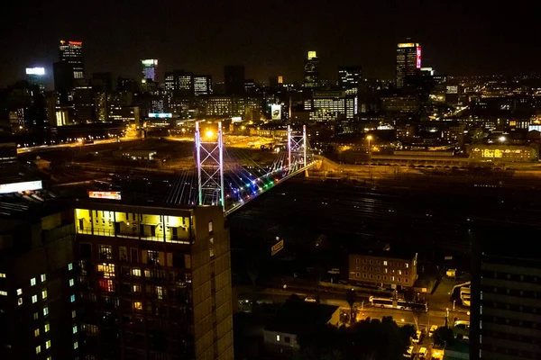 Johannesburg Zuid Afrika September 2013 Hoge Hoek Uitzicht Verlichte Gebouw — Stockfoto