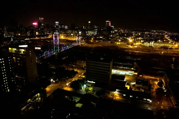 Johannesburg Zuid Afrika September 2013 Hoge Hoek Uitzicht Verlichte Gebouw — Stockfoto