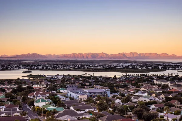 Vue Panoramique Surélevée Lac Zandvlei Muizenberg Cap Coucher Soleil — Photo