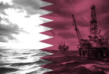 Katar bayraklı doğal gaz sondaj platformu ülkedeki doğal kaynakları simgeliyor 