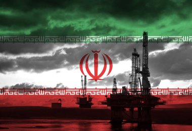 İran bayraklı doğal gaz sondaj kulesi, ülkedeki doğal kaynakları simgeliyor. 