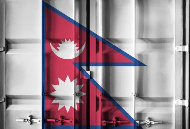 Nepal ulusal bayrağını taşıyan konteynır, küresel ticaret bağlamında gümrük tarifeleri ve uluslararası ticaret politikalarını simgeliyor