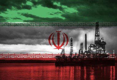 İran bayraklı doğal gaz sondaj kulesi, ülkedeki doğal kaynakları simgeliyor. 