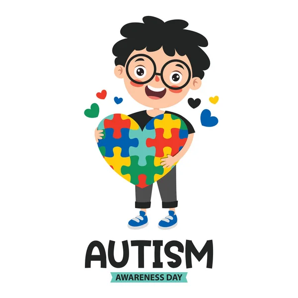 Dibujo Conceptual Conciencia Del Autismo — Archivo Imágenes Vectoriales