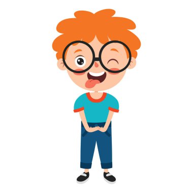 Komik bir çocuğun pozları ve ifadeleri