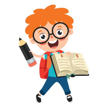 Komik Küçük Okul Çocuğu Karakteri