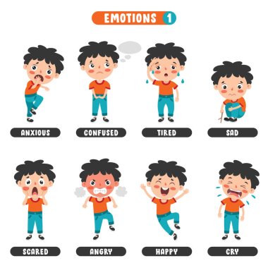 Little Kid With Different Emotions clipart