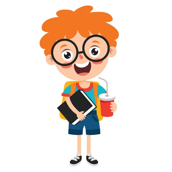 Grappig Little School Kid Personage — Stockvector