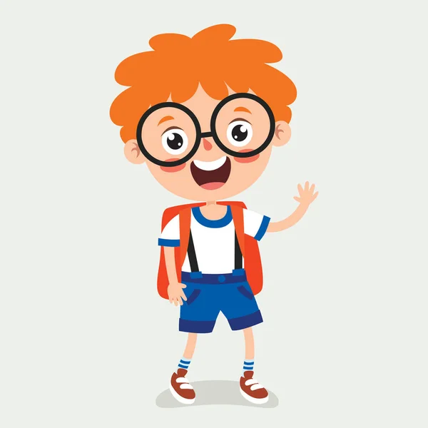 Roliga Lilla Skolan Kid Character — Stock vektor