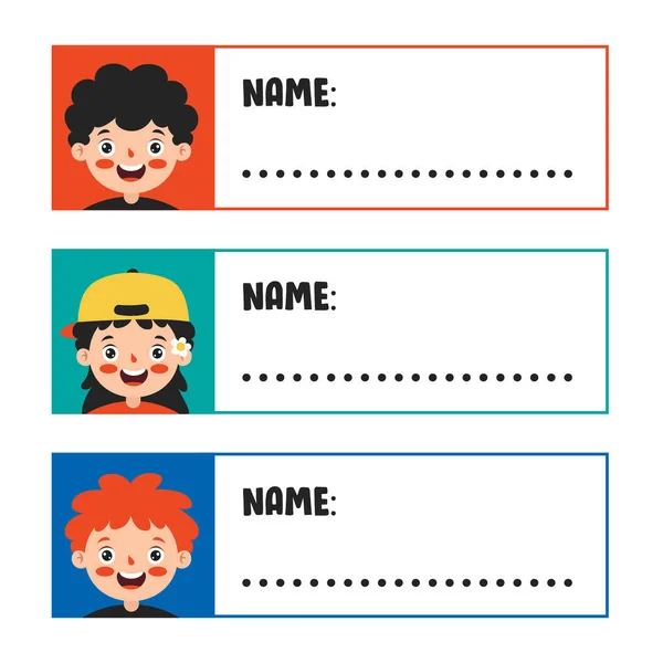 Name Tags School Children — Stock Vector