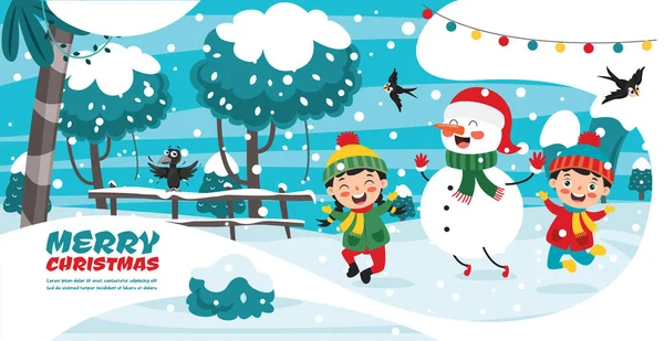 Christmas Greeting Card Design Cartoon Characters — Stock Vector