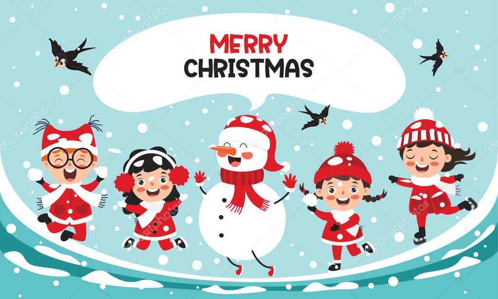 Christmas Greeting With Cartoon Characters