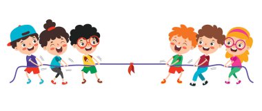 Funny Kids Playing Pulling Rope clipart