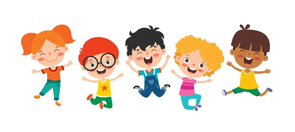 Feliz Multi Étnicos Niños Jugando Juntos — Vector de stock