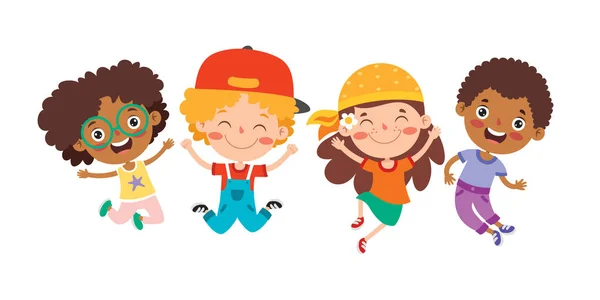 Счастливые Многоэтнические Дети Играющие Вместе — стоковый вектор
