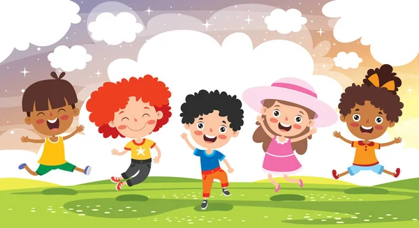 Glückliche Multiethnische Kinder Die Zusammen Spielen — Stockvektor