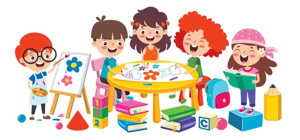幸せな子供の勉強と学習 — ストックベクタ
