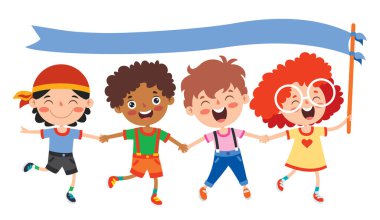 Mutlu Çoklu Etnik Çocuklar Birlikte Oynuyor