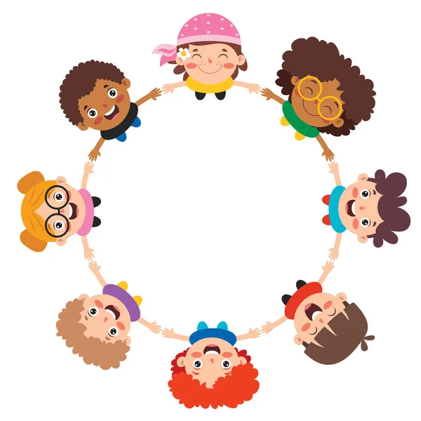 Heureux Multi Ethnique Enfants Jouer Ensemble — Image vectorielle