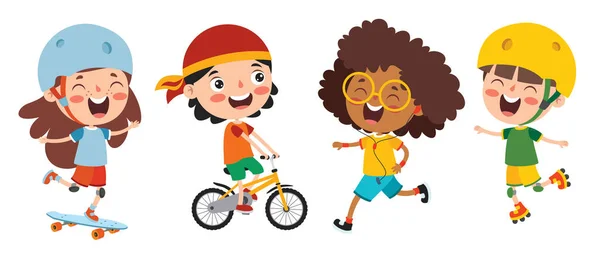 Happy Kids Making Különböző Sport — Stock Vector