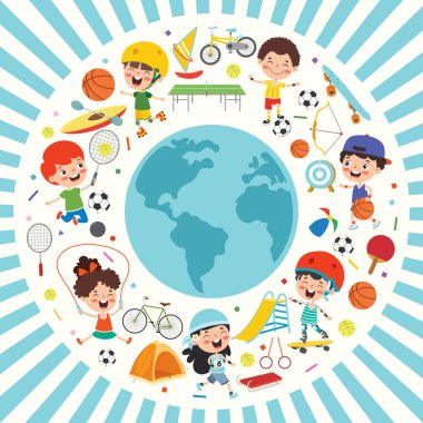 Sport Concept Design With Funny Children vector