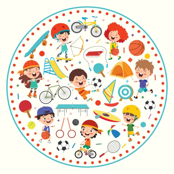 Diseño Concepto Deportivo Con Niños Divertidos — Archivo Imágenes Vectoriales