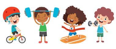 Happy Kids Making Various Sports clipart