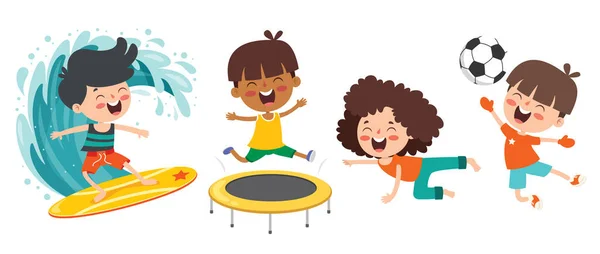 Niños Felices Haciendo Varios Deportes — Vector de stock