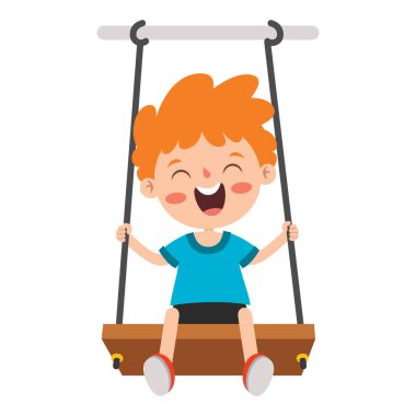 Komik Çocuk Bir Salıncakta Oynuyor