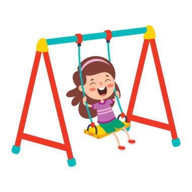 Komik Çocuk Bir Salıncakta Oynuyor