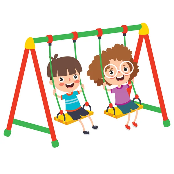 Komik Çocuk Bir Salıncakta Oynuyor