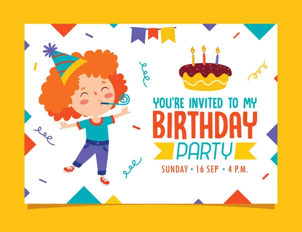 Cute Colorful Birthday Card Template — 스톡 벡터