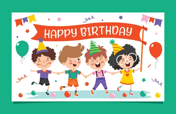 Cute Colorful Birthday Card Template — Archivo Imágenes Vectoriales